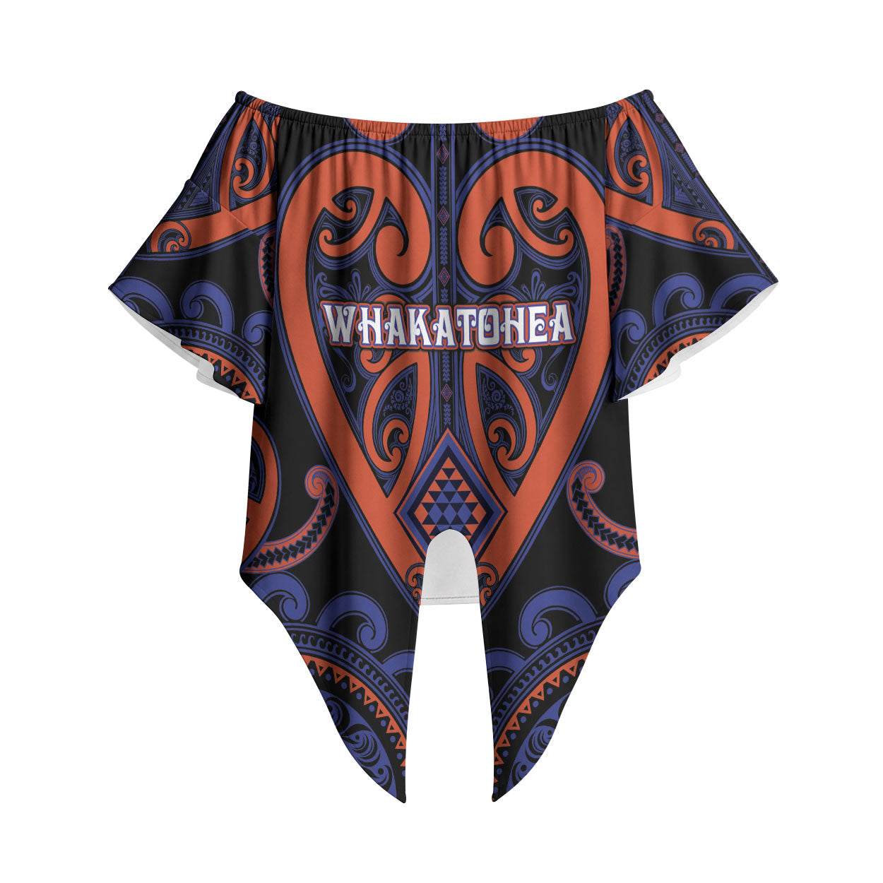 Custom Aotearoa Whakatohea Off Shoulder Wrap Waist Top Maori Tribal Pattern