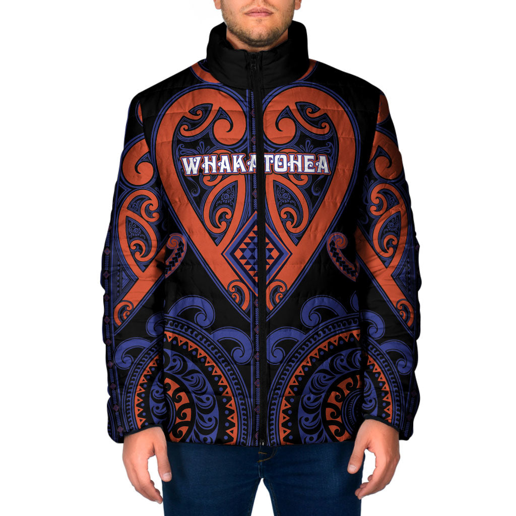 Custom Aotearoa Whakatohea Padded Jacket Maori Tribal Pattern