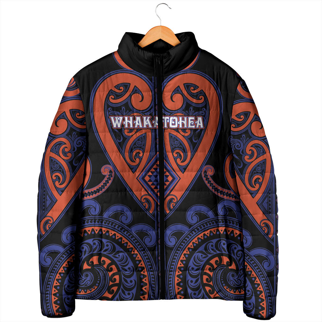 Custom Aotearoa Whakatohea Padded Jacket Maori Tribal Pattern
