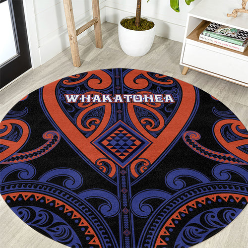Aotearoa Whakatohea Round Carpet Maori Tribal Pattern