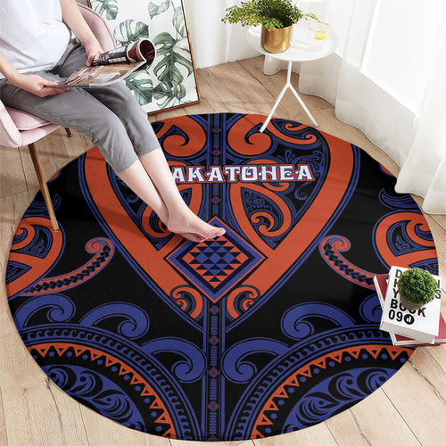 Aotearoa Whakatohea Round Carpet Maori Tribal Pattern