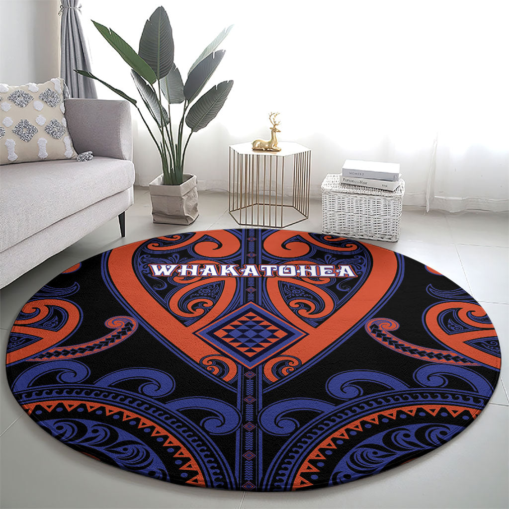 Aotearoa Whakatohea Round Carpet Maori Tribal Pattern
