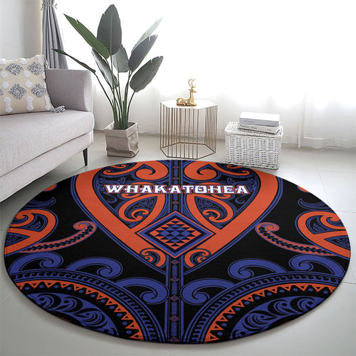 Aotearoa Whakatohea Round Carpet Maori Tribal Pattern