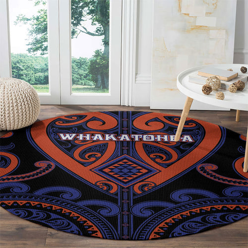 Aotearoa Whakatohea Round Carpet Maori Tribal Pattern