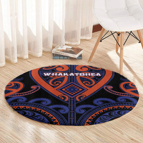 Aotearoa Whakatohea Round Carpet Maori Tribal Pattern