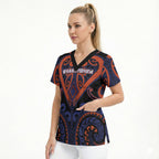 Custom Aotearoa Whakatohea Scrub Top Maori Tribal Pattern