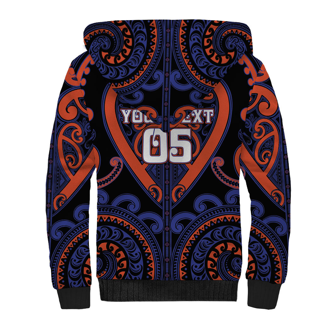 Custom Aotearoa Whakatohea Sherpa Hoodie Maori Tribal Pattern