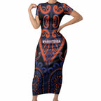 Custom Aotearoa Whakatohea Short Sleeve Bodycon Dress Maori Tribal Pattern