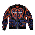 Custom Aotearoa Whakatohea Sleeve Zip Bomber Jacket Maori Tribal Pattern