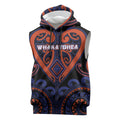 Custom Aotearoa Whakatohea Sleeveless Hoodie Maori Tribal Pattern