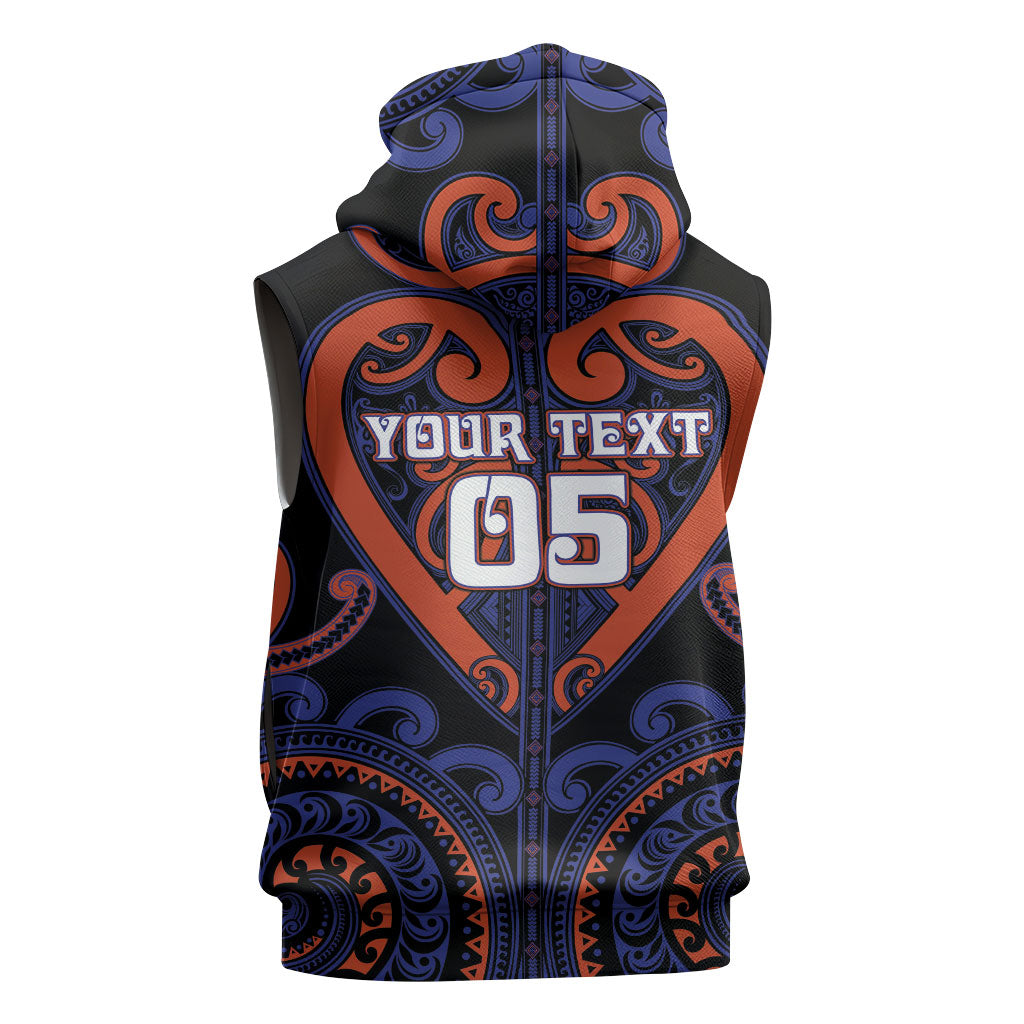 Custom Aotearoa Whakatohea Sleeveless Hoodie Maori Tribal Pattern