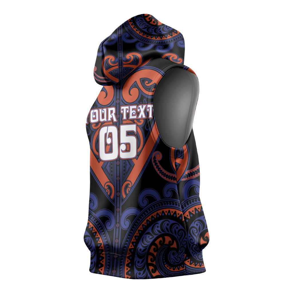 Custom Aotearoa Whakatohea Sleeveless Hoodie Maori Tribal Pattern