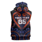 Custom Aotearoa Whakatohea Sleeveless Zip Hoodie Maori Tribal Pattern
