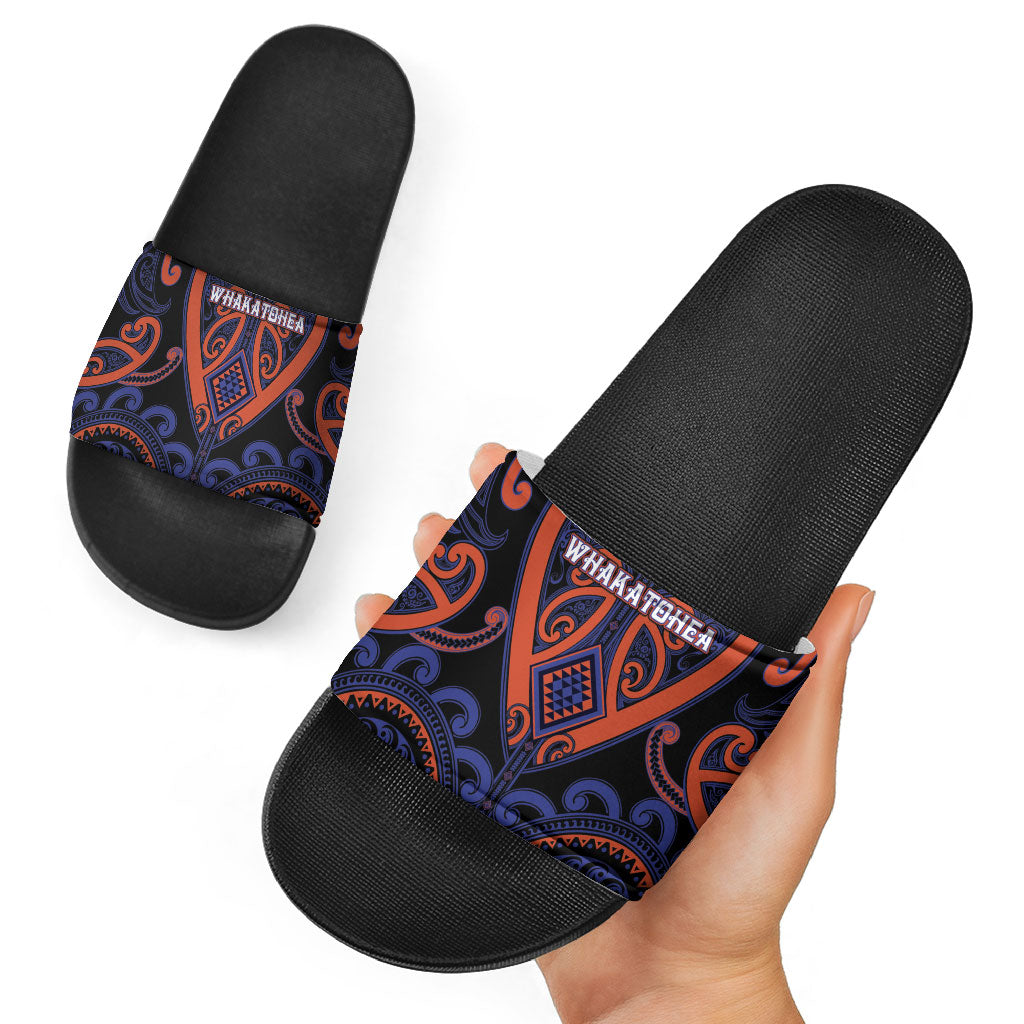 Aotearoa Whakatohea Slide Sandals Maori Tribal Pattern