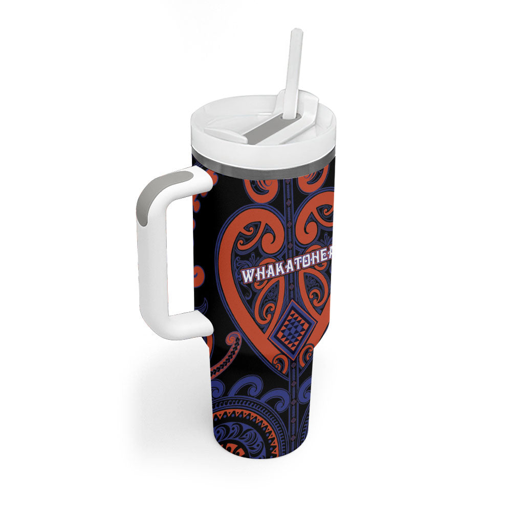 Custom Aotearoa Whakatohea Tumbler With Handle Maori Tribal Pattern