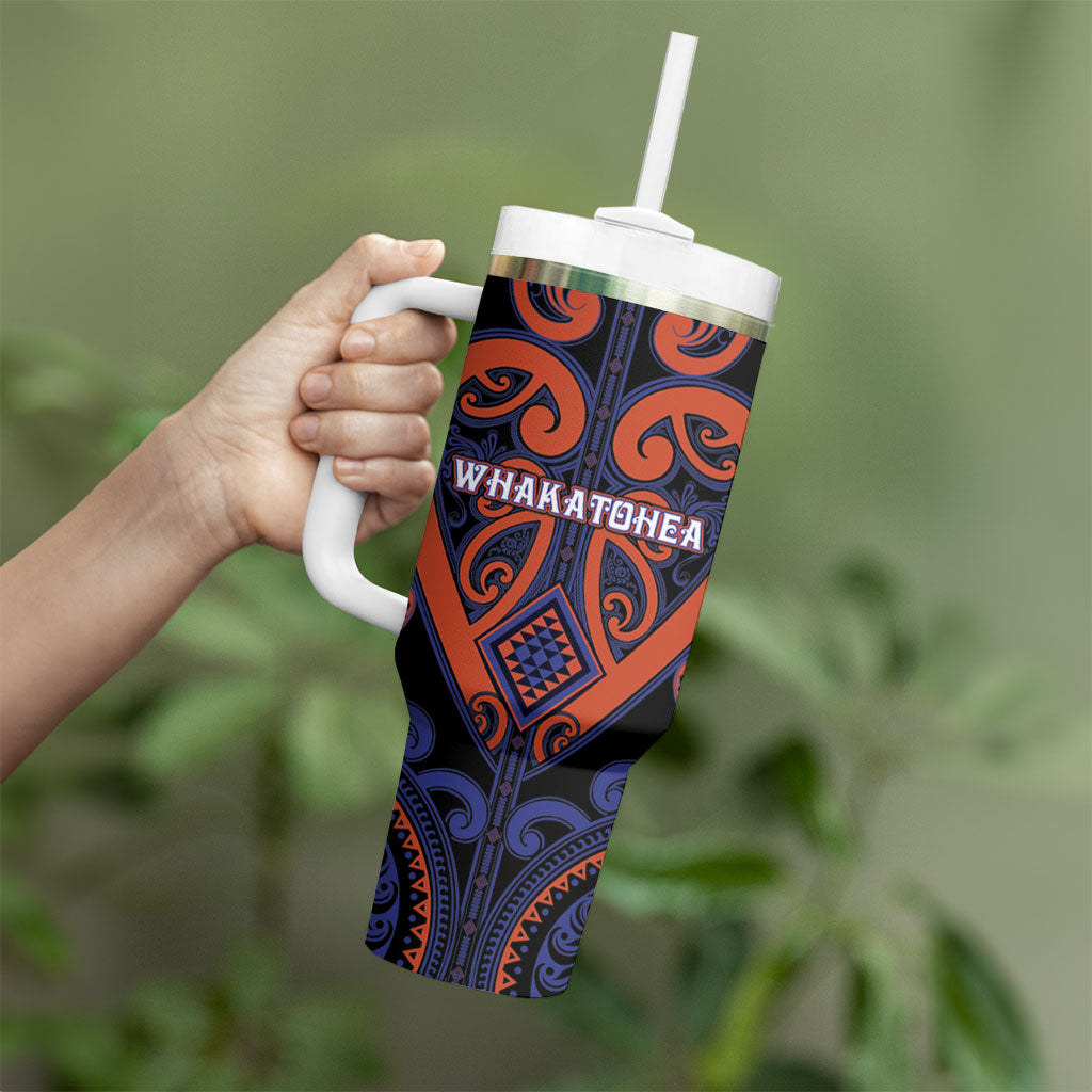 Custom Aotearoa Whakatohea Tumbler With Handle Maori Tribal Pattern
