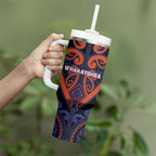 Custom Aotearoa Whakatohea Tumbler With Handle Maori Tribal Pattern