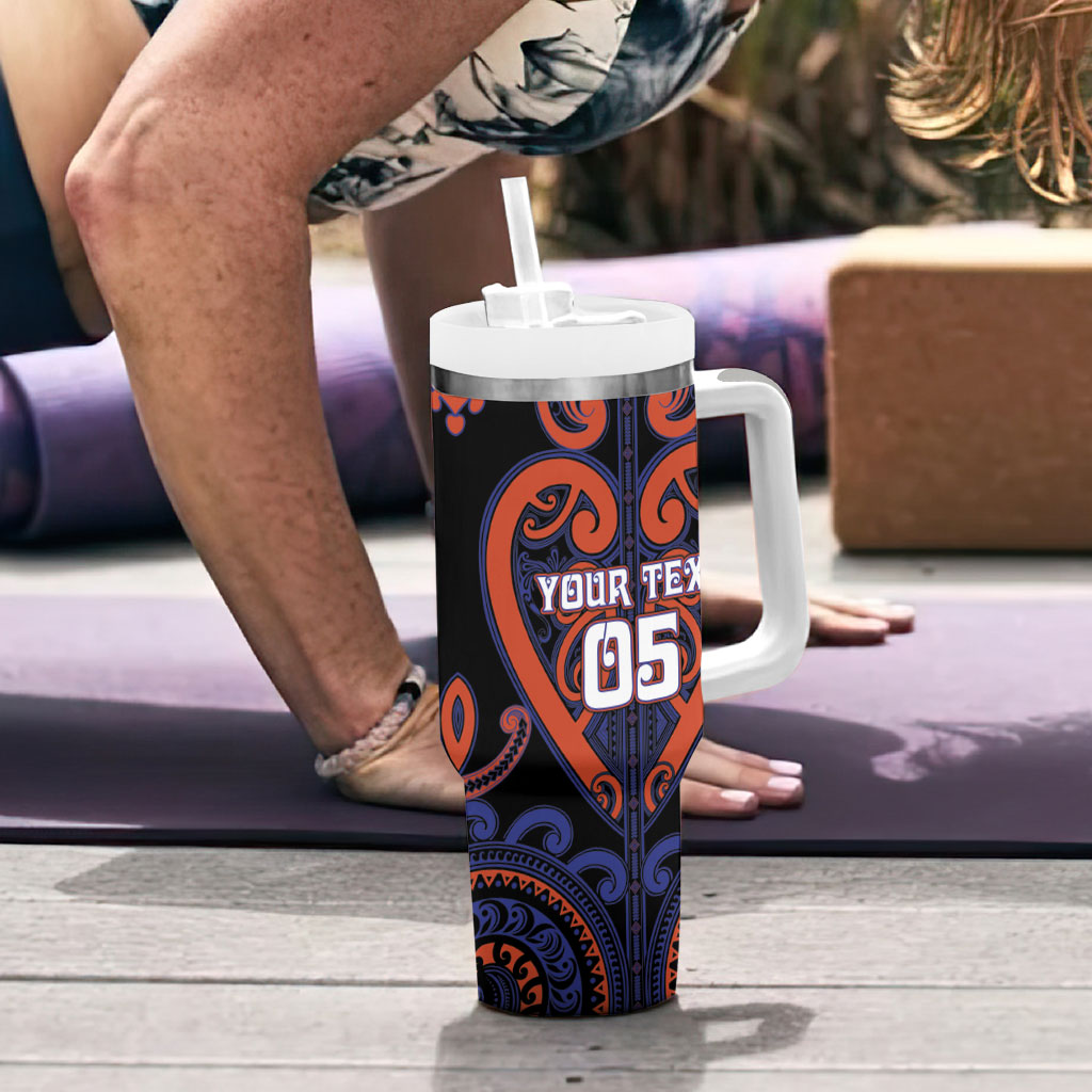 Custom Aotearoa Whakatohea Tumbler With Handle Maori Tribal Pattern