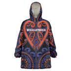 Custom Aotearoa Whakatohea Wearable Blanket Hoodie Maori Tribal Pattern