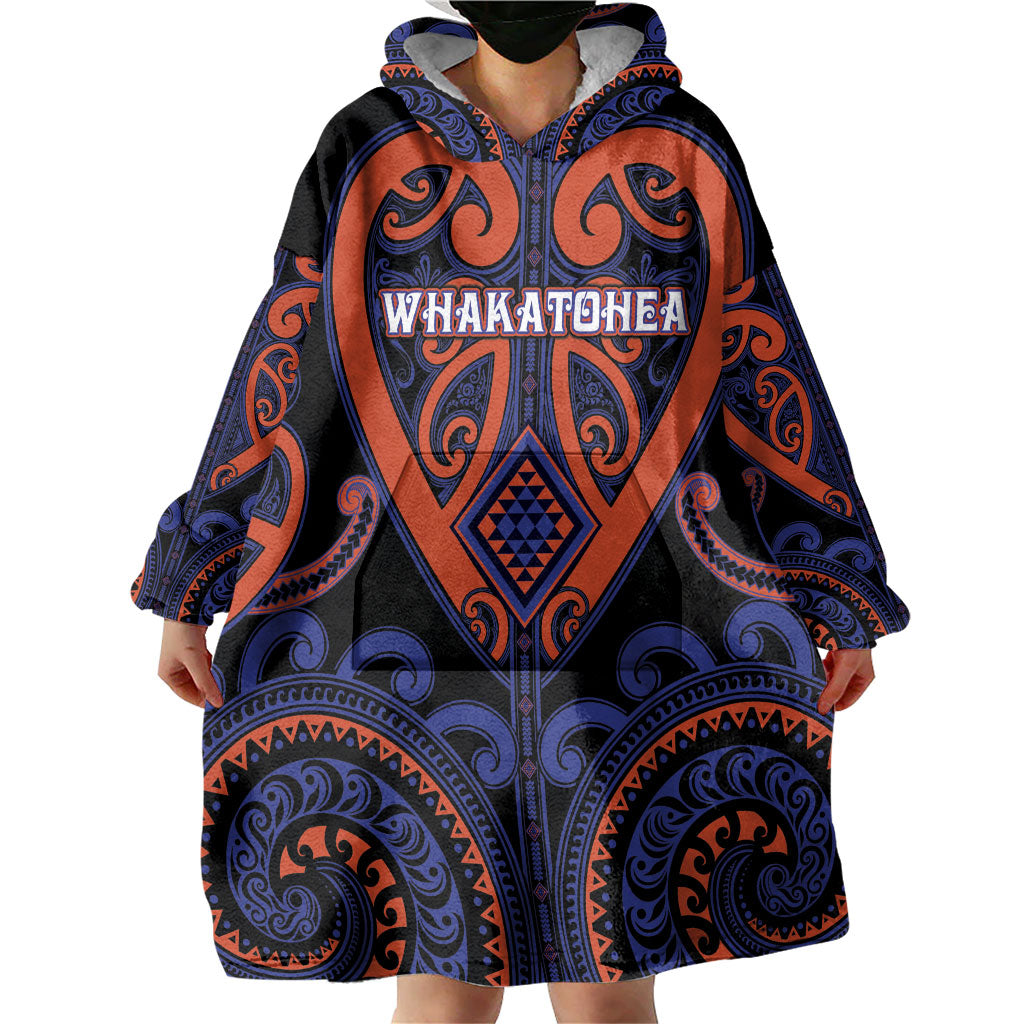 Custom Aotearoa Whakatohea Wearable Blanket Hoodie Maori Tribal Pattern