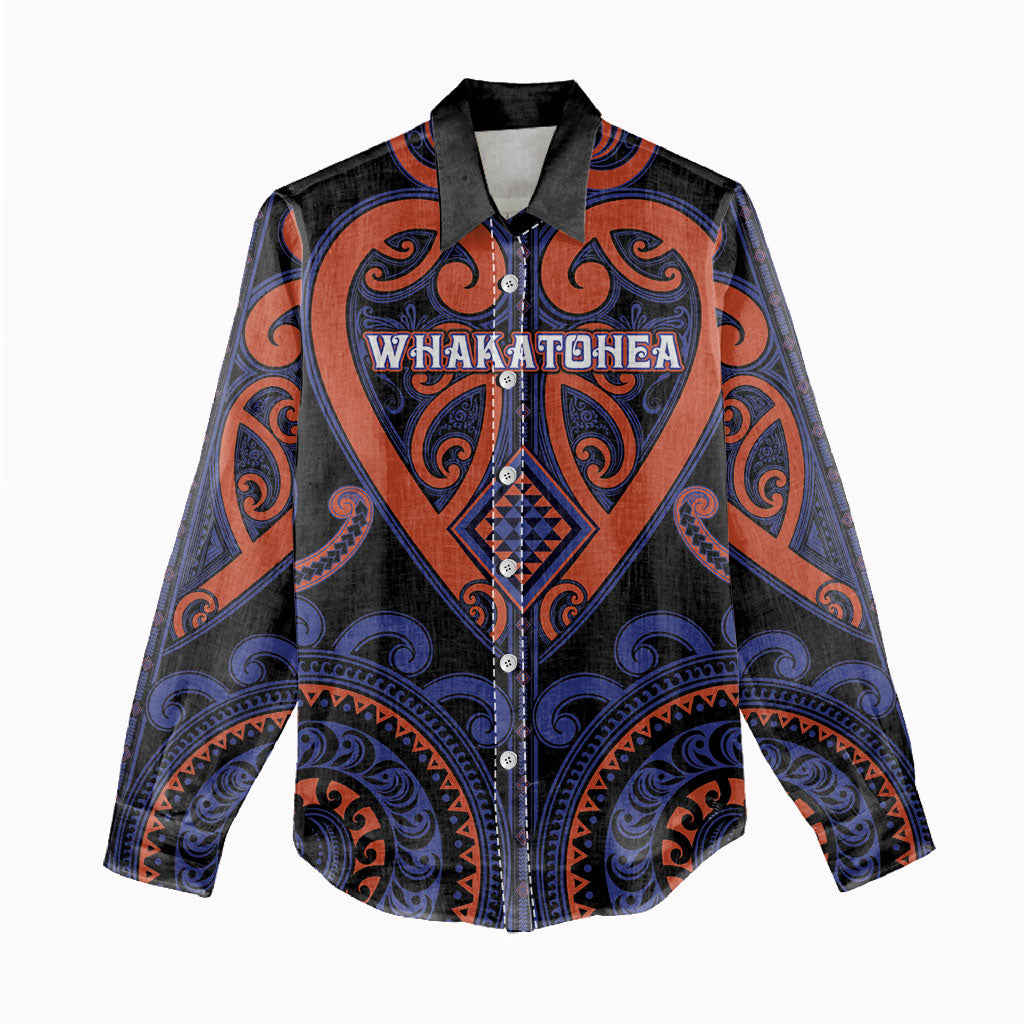 Custom Aotearoa Whakatohea Women Casual Shirt Maori Tribal Pattern