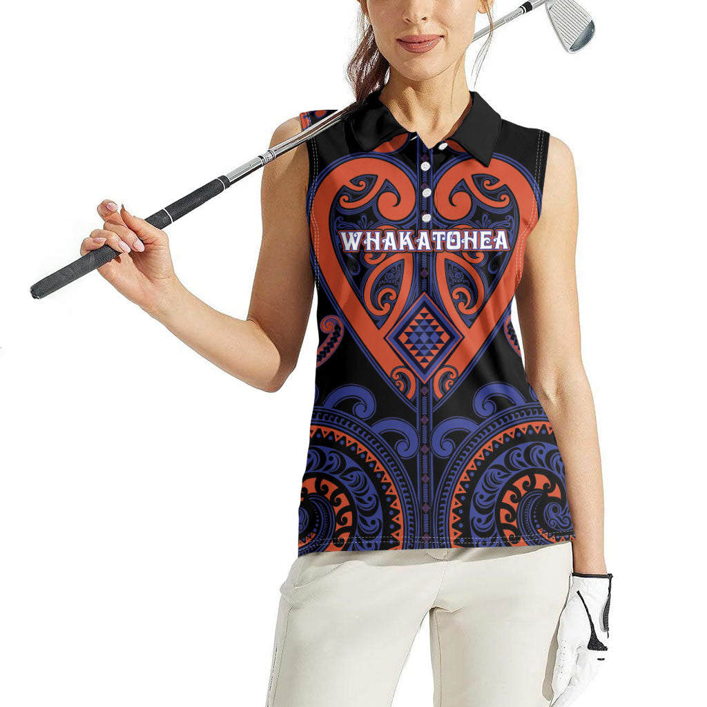 Custom Aotearoa Whakatohea Women Sleeveless Polo Shirt Maori Tribal Pattern