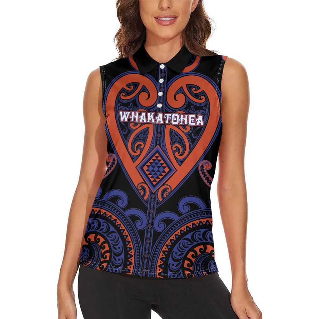 Custom Aotearoa Whakatohea Women Sleeveless Polo Shirt Maori Tribal Pattern