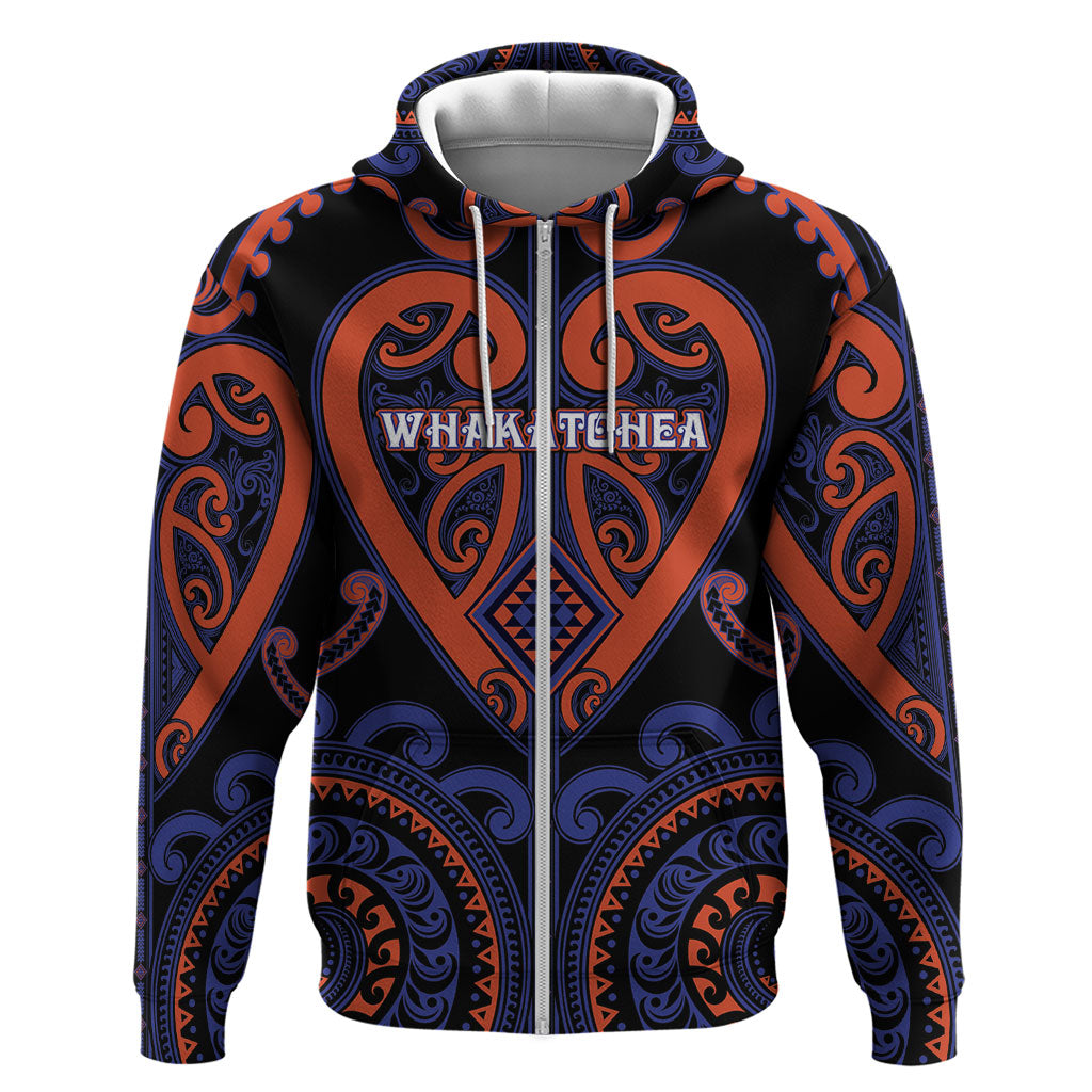 Custom Aotearoa Whakatohea Zip Hoodie Maori Tribal Pattern