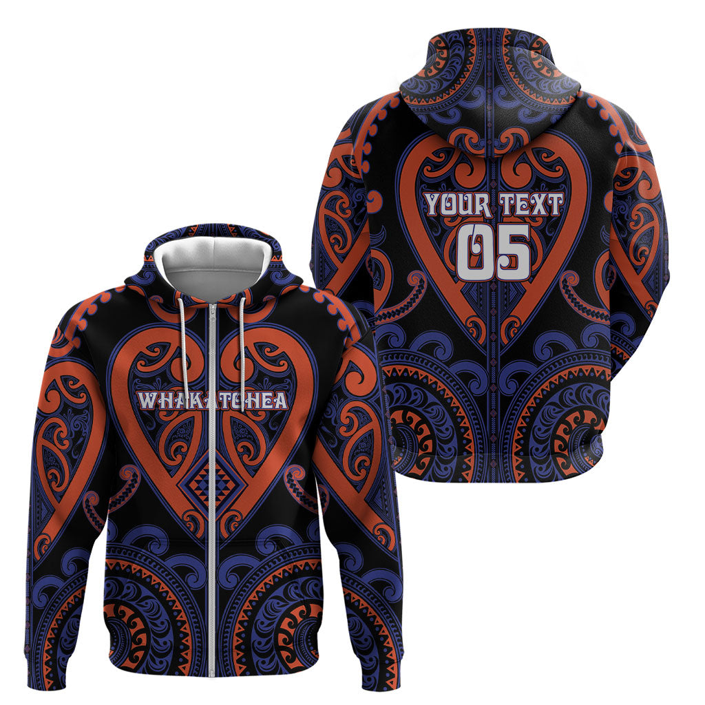 Custom Aotearoa Whakatohea Zip Hoodie Maori Tribal Pattern