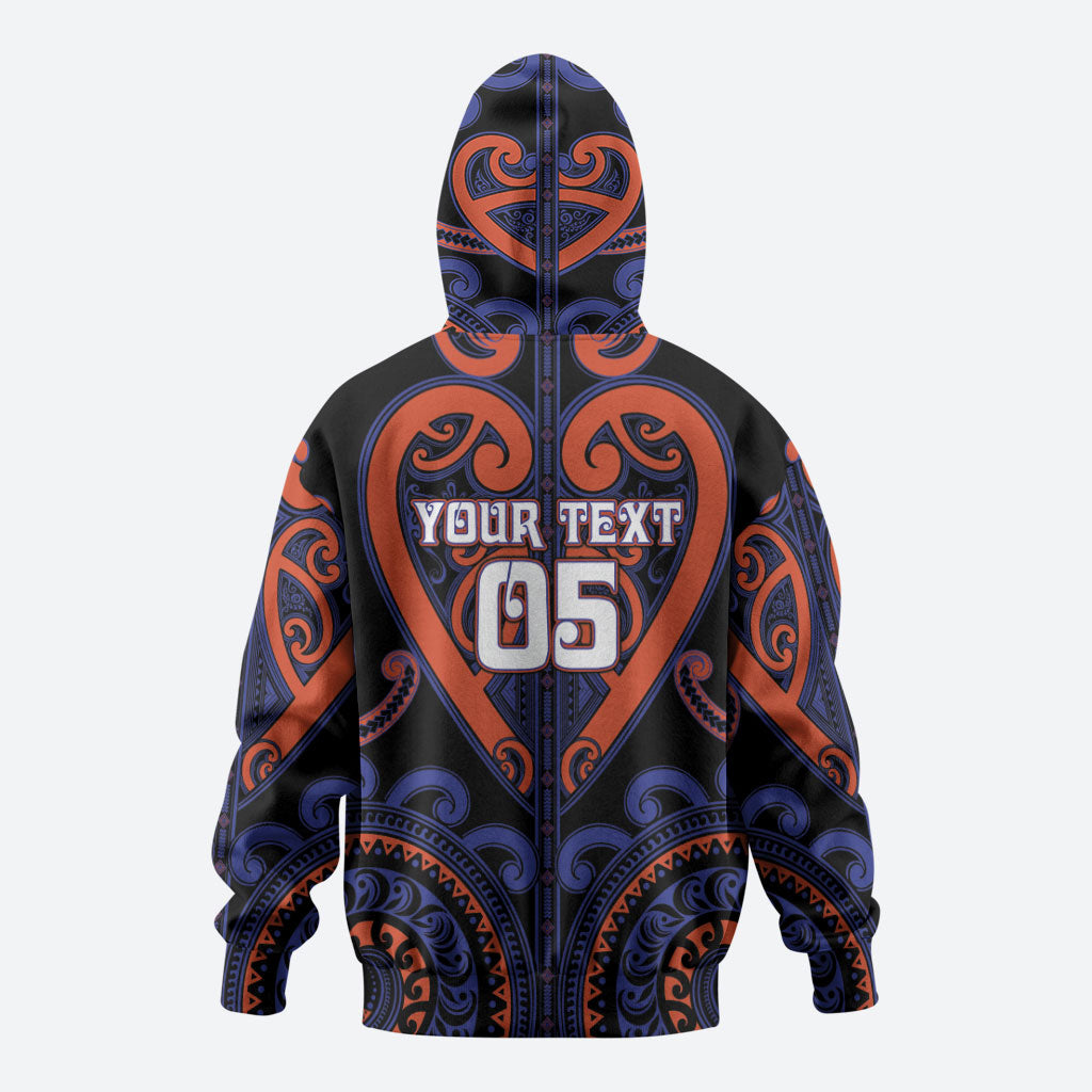 Custom Aotearoa Whakatohea Zip Hoodie Maori Tribal Pattern
