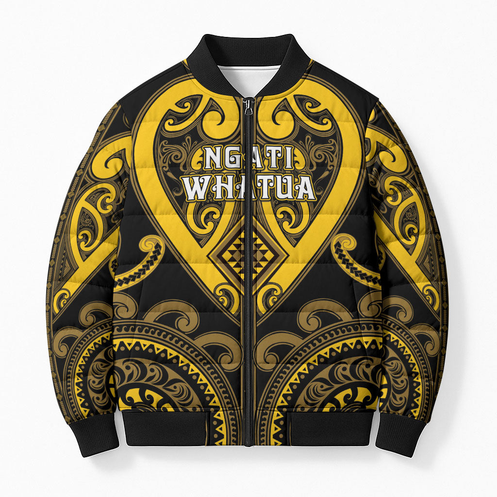 Custom Aotearoa Ngati Whatua Bomber Puffer Jacket Maori Tribal Pattern