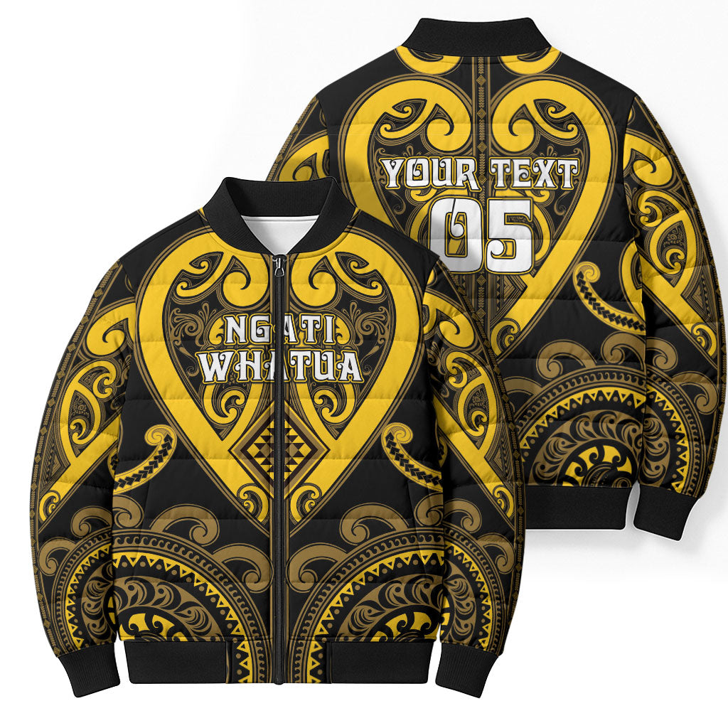 Custom Aotearoa Ngati Whatua Bomber Puffer Jacket Maori Tribal Pattern