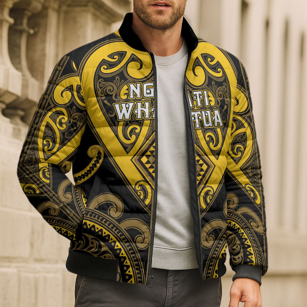 Custom Aotearoa Ngati Whatua Bomber Puffer Jacket Maori Tribal Pattern