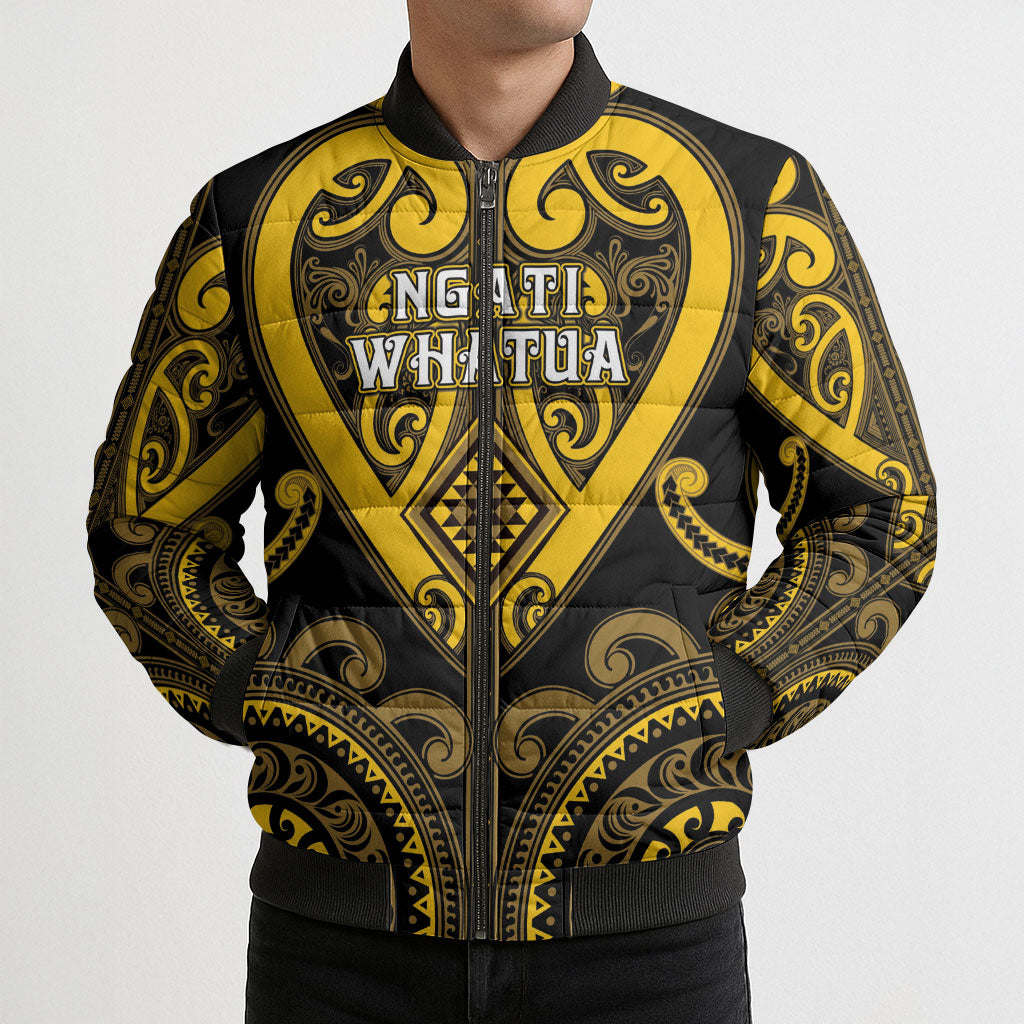 Custom Aotearoa Ngati Whatua Bomber Puffer Jacket Maori Tribal Pattern
