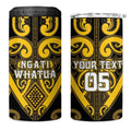 Custom Aotearoa Ngati Whatua 4 in 1 Can Cooler Tumbler Maori Tribal Pattern