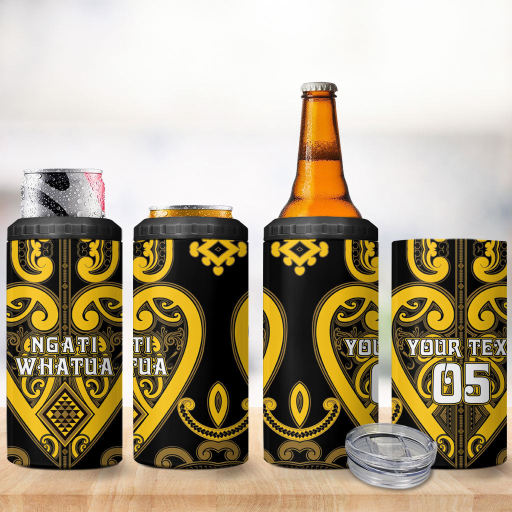 Custom Aotearoa Ngati Whatua 4 in 1 Can Cooler Tumbler Maori Tribal Pattern