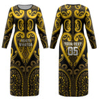 Custom Aotearoa Ngati Whatua Couples Matching Long Sleeve Bodycon Dress and Hawaiian Shirt Maori Tribal Pattern