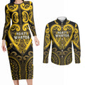 Custom Aotearoa Ngati Whatua Couples Matching Long Sleeve Bodycon Dress and Long Sleeve Button Shirt Maori Tribal Pattern