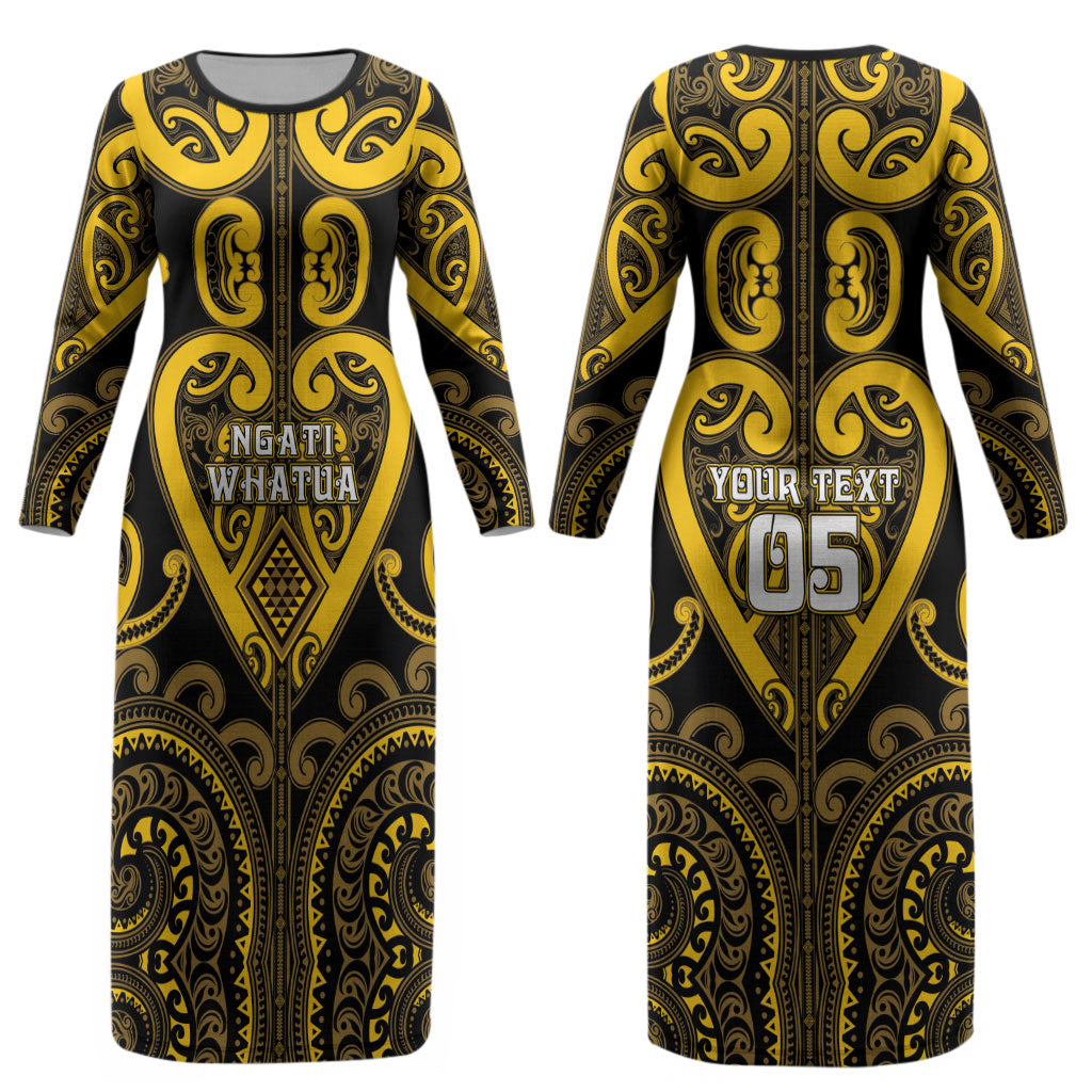 Custom Aotearoa Ngati Whatua Couples Matching Long Sleeve Bodycon Dress and Long Sleeve Button Shirt Maori Tribal Pattern