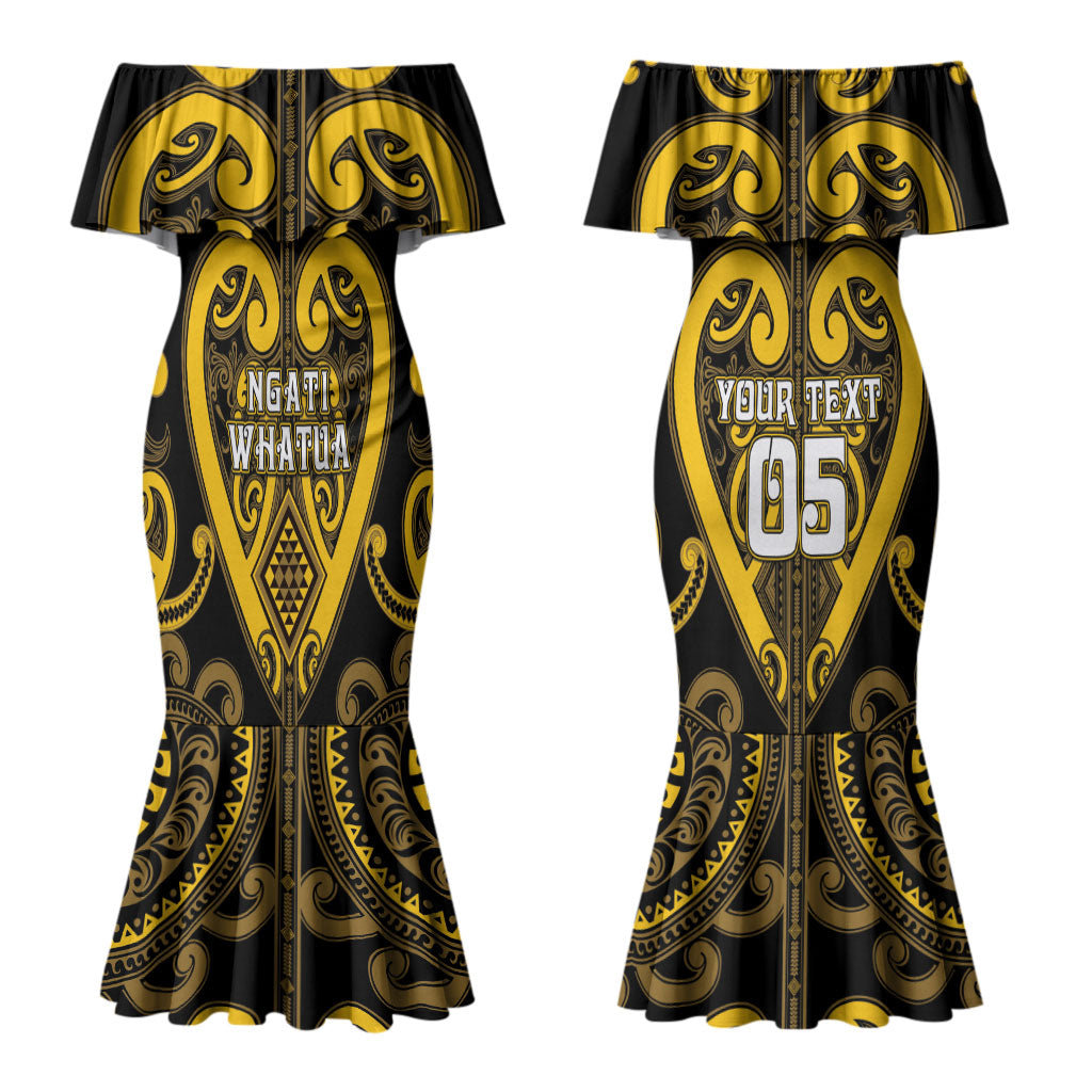 Custom Aotearoa Ngati Whatua Couples Matching Mermaid Dress and Long Sleeve Button Shirt Maori Tribal Pattern