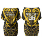 Custom Aotearoa Ngati Whatua Couples Matching Off Shoulder Short Dress and Long Sleeve Button Shirt Maori Tribal Pattern