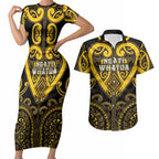 Custom Aotearoa Ngati Whatua Couples Matching Short Sleeve Bodycon Dress and Hawaiian Shirt Maori Tribal Pattern