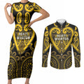 Custom Aotearoa Ngati Whatua Couples Matching Short Sleeve Bodycon Dress and Long Sleeve Button Shirt Maori Tribal Pattern