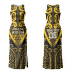 Custom Aotearoa Ngati Whatua Couples Matching Tank Maxi Dress and Long Sleeve Button Shirt Maori Tribal Pattern
