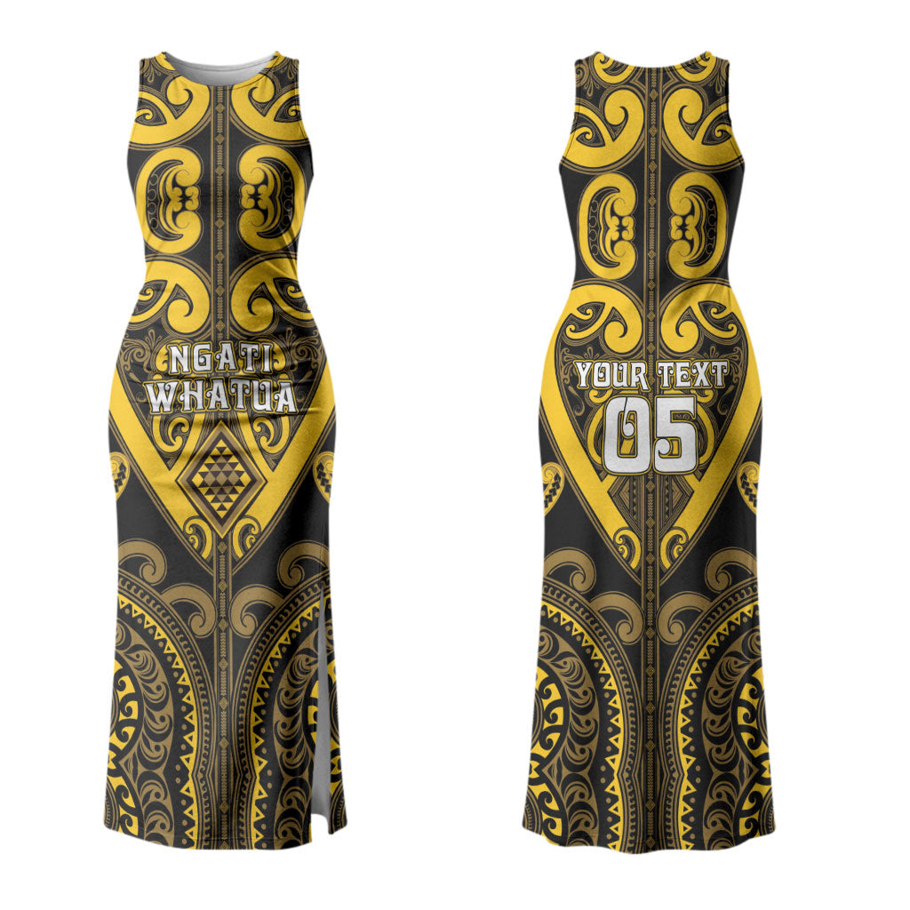 Custom Aotearoa Ngati Whatua Couples Matching Tank Maxi Dress and Long Sleeve Button Shirt Maori Tribal Pattern