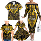 Custom Aotearoa Ngati Whatua Family Matching Off The Shoulder Long Sleeve Dress and Hawaiian Shirt Maori Tribal Pattern