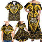 Custom Aotearoa Ngati Whatua Family Matching Off Shoulder Maxi Dress and Hawaiian Shirt Maori Tribal Pattern