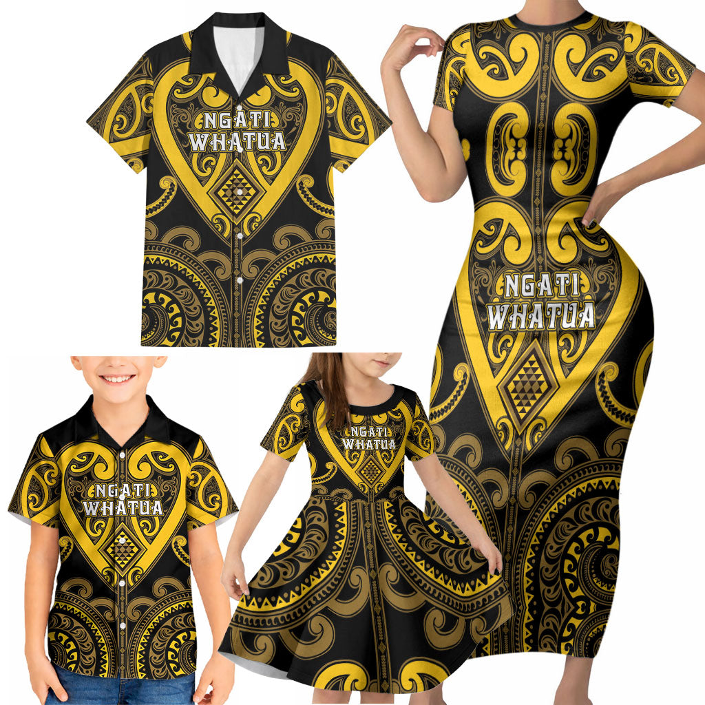 Custom Aotearoa Ngati Whatua Family Matching Short Sleeve Bodycon Dress and Hawaiian Shirt Maori Tribal Pattern