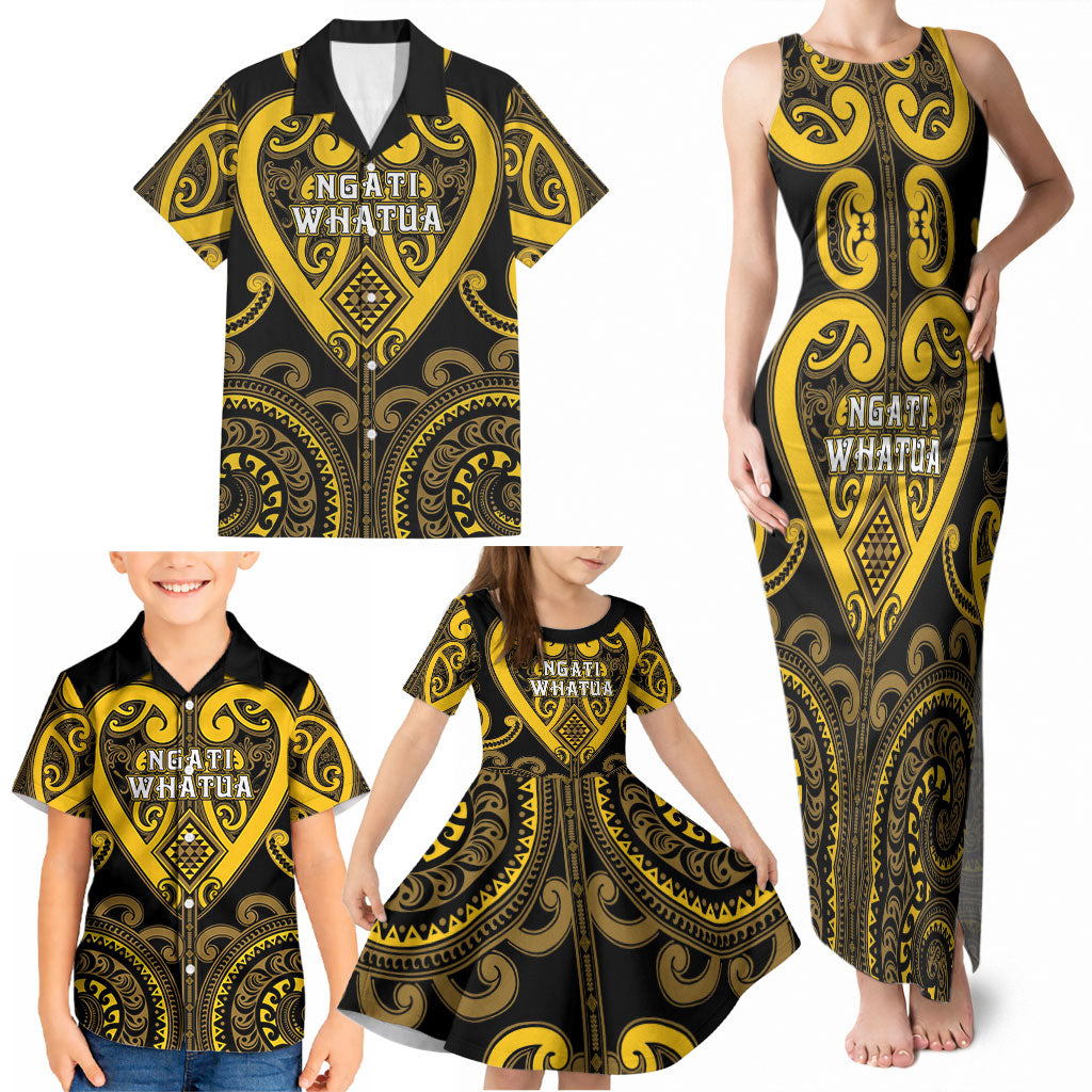 Custom Aotearoa Ngati Whatua Family Matching Tank Maxi Dress and Hawaiian Shirt Maori Tribal Pattern