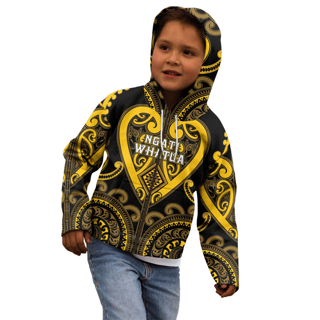 Custom Aotearoa Ngati Whatua Kid Hoodie Maori Tribal Pattern